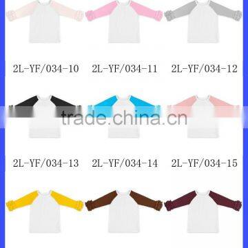 2016 Wholesale Boutique Kids Pink Long Sleeve Ruffled Raglan Shirt photo-2