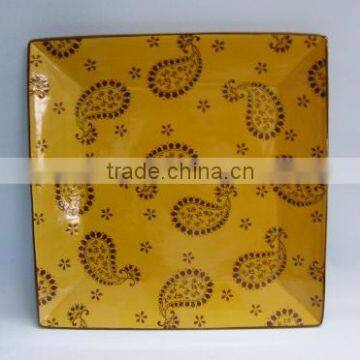 microwave unique design colored ceramic plate wholesale