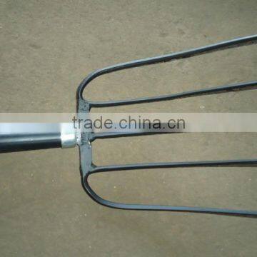 5 tines , wood handle with carbon steel head, Hay Fork,