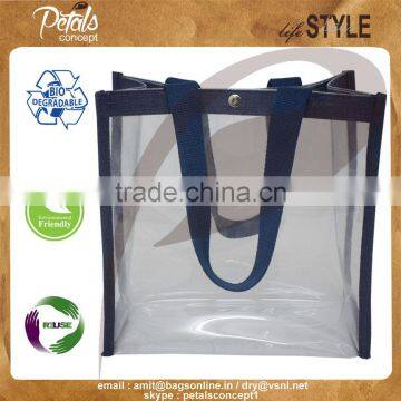 Clear Pvc See Through Jute Trimming Tote Bag With Cotton Web Handle photo-3
