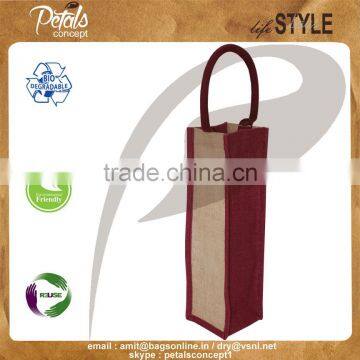 Jute Wine Bag With Padded Rope Handle for One Bottle photo-2