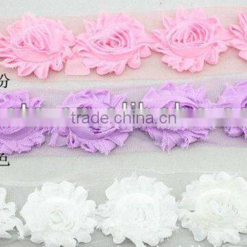 CF 0888 chic cheap shabby chiffon flowers rosette trim wholesale