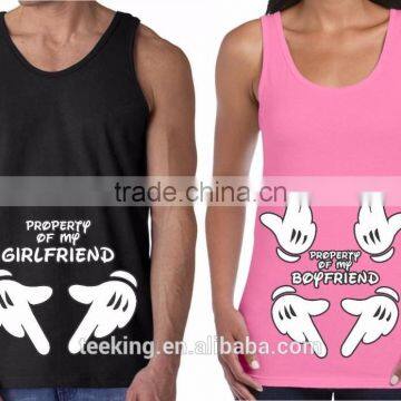 Wholeslae 100% Cotton Couple Tank Top With Printing Logo photo-4