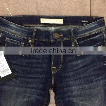GZY Guangzhou Stock Lots 2017 Wholesell Lady Slim Fit Jeans photo-3