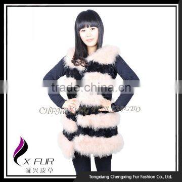 CX-G-B-248 Excellent Turkey Feather Girls Fur Vest photo-5