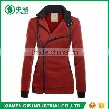 2017 Latest Fashion European Style Multi Color Women Winter Oblique Zipper Hoodie photo-5