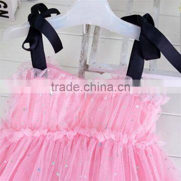 MGOO Special Design Bow Shoulder Girl Shinning Princess Dress Children Kids Star Infant Vestidos 6706 photo-3