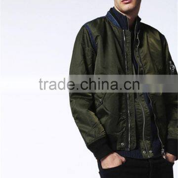 MGOO High Quality Green Nylon Bomber Jackets Custom Long Sleeves Ruffles Padded Cotton Winter Mens Tops photo-4