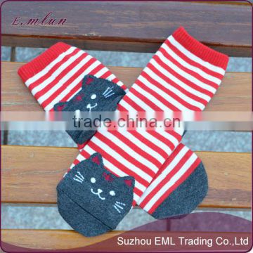 Wholesale fashion cat cartoon tube stripe sock