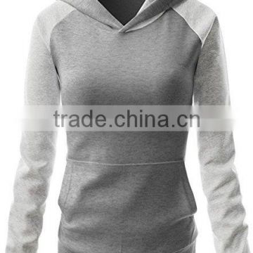 Slim Fit Women's Contrast Raglan Long Sleeve Pullover Hoodie Wholesale Blank 100% Cotton Fleece Hoodie Sweatshirt