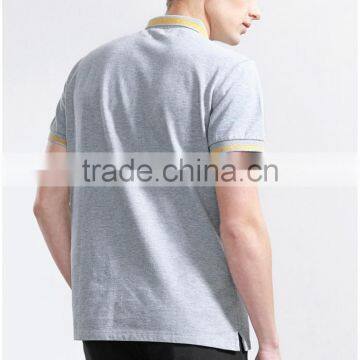 Casual Gray Printed Spandex/cotton Polo Shirt photo-3