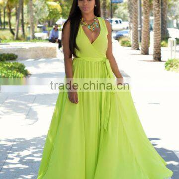 Zm50230b New Style Chiffon Women Dresses Europe Hot Sell Deep v Neck Lady Clothes photo-3