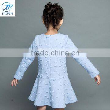 2017 Spring Girls Party Frock With Embossed Pattern Children Cotton Dresses photo-4