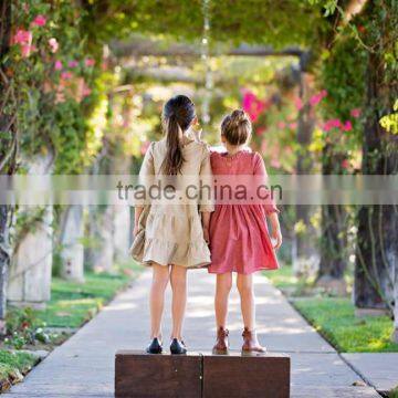 Simple Lovely 2017 Baby Girl Party Dress Children Frocks Designs Linen Dress Baby Girl Clothes photo-4