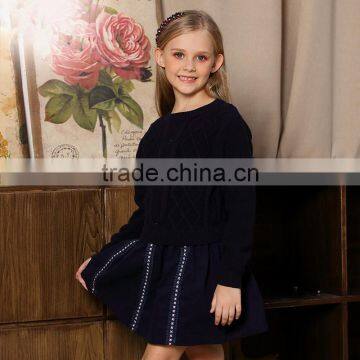 S32487W New 2017 Spring Girls Sweater Kids Knitted Cute O-neck National Style High End Sweaters photo-3
