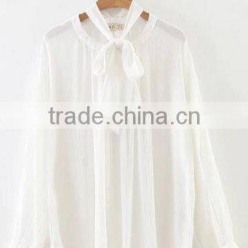 Runwaylover EY2356B Hot Sale 2017 Ladies Elegant Stand Collar Loose Blouse photo-5