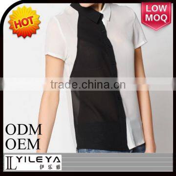 Ladies Fashion Small Lapel Fashion Splicing Hit Color Shirt photo-5