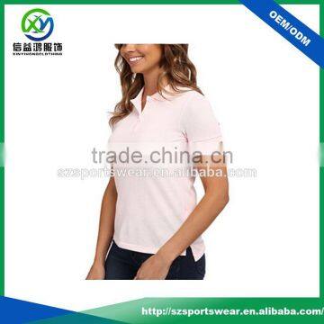 Classic style customize cotton fabric blank Stretch Pique womens Polo Shirt