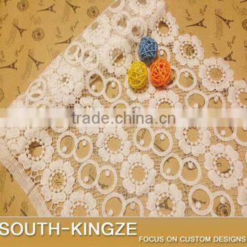 High quality clothing materials textiles wide lace trim fabric white milk silk 30cm wide lace trim