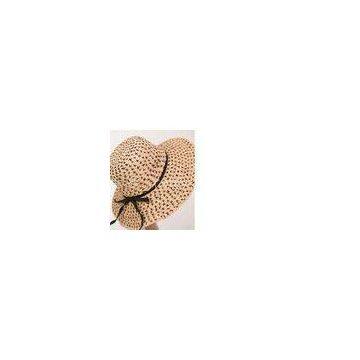 Natural Color Raffia Sun Hats / 10cm Raffia Braid Hat For Fashion With Black X