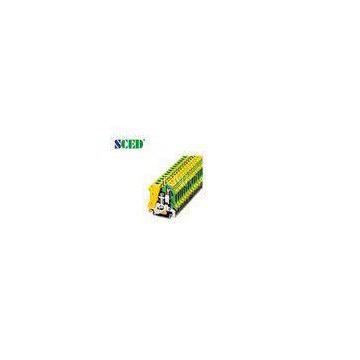 Yellow & Green 8.2mm Width Din Rail Terminal Blocks With Single Deck