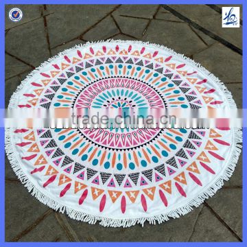 2016 New design custom reactive printing circle round turkish beach towel