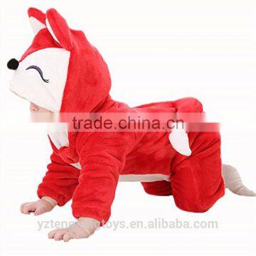 Cartoon red fox animal shaped infant toddlers clothing plush baby clothes romper