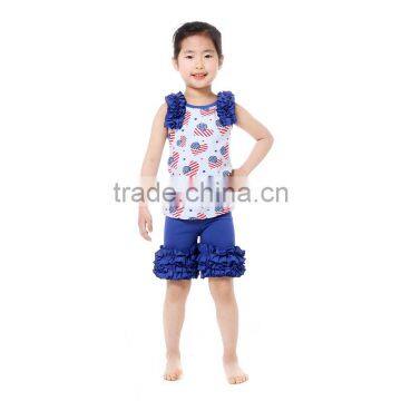 4th of july outfit baby girls sleeveless shirts icing shorts clothing set M7032401