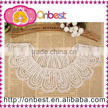 Embroidery white pearl cotton lace floral collar/neckline