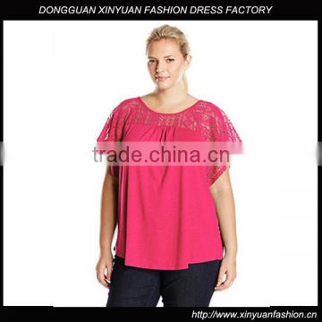 OEM plus size women clothing ladies plus size lace tshirt