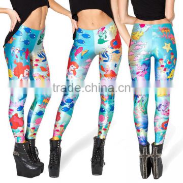 Sky Digital printing cartoon mermaid leggings pants pants feet pencil pants color printing