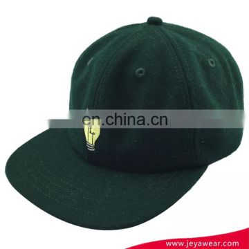 Fashion atrovirens melton embroidery bulb hip hop snapback cap hat with leather closure