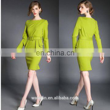 Ladies high quality peplum mustard dress, shift dress lady