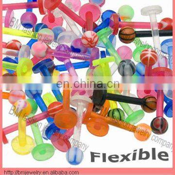 Fashion flexible plastic lip labret ring piercing jewelry