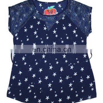 Women Flower Printed T-shirt Cheap T Shirt Chiffon Long Shirt With Lace photo-4