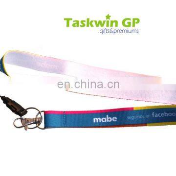 Full color printing polyester lanyard cheap custom whistle lanyard with cell phone hoop