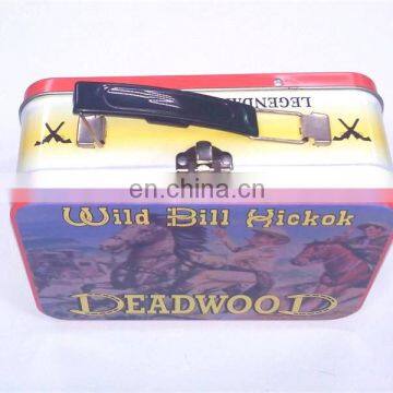 Fashionable lunch tin box with handle for gift package