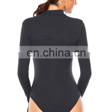 Wholesale Hot Selling Women's Long Sleeve Sexy Bottom Sweater Zip Stand Collar Slim Knit Jumpsuit Bottoming Sweater photo-2