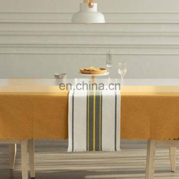 Hotel Bed Decoration Cotton Rope Woven Table Runner Striped Tasseled Table Runner photo-5