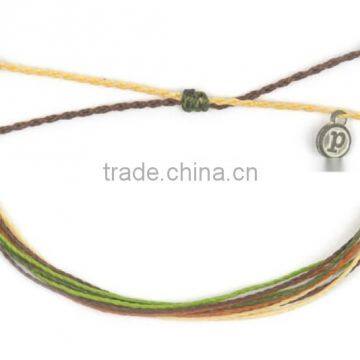 mix color wax cord adjustable cross woven bracelet from guangzhou