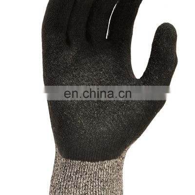 Professional Manufacture 13 Gauge Cut Resistant Level 3 Safety Non Slip Orange Palm Sandy Nitrile Coated Working Gloves