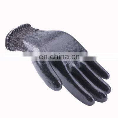 100% Waterproof Black Nitrile Gloves Work Safety Double rubber coated Fully latex dip Winter Fleece lined Outdoor Custom logo