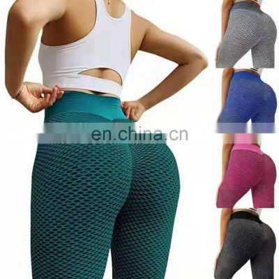 Free Sample High Waist, Seamless Honeycomb Fitness Yoga Pants Scrunch Butt Lift Leggings For Women/