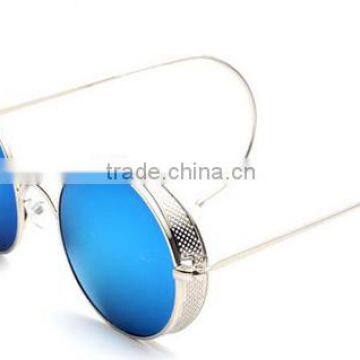 Hot Selling Women Ladies Femal Fashion Retro Classic Metal Frame Small Round Sunglasses With Cover Mesh photo-6