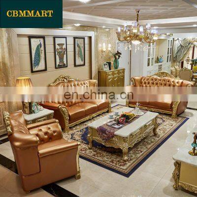 New Design living room furniture leather sofas antique classic sofa set