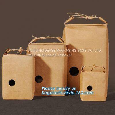 1kg Rice package kraft paper packaging bag brown kraft food paper bag,5kg10kg rice bag plastic packaging bag for rice