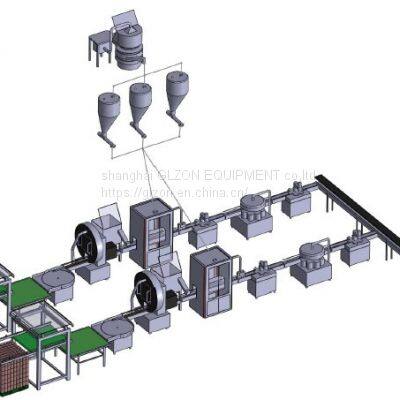 Automatic filling and filling production line