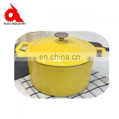 Cast Iron Casting Yellow Enamel Cookware Casserole Pan Pot photo-2