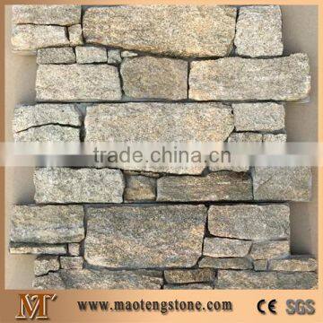 Sesame Yellow Granite Wall Cladding with Cement Back, Slate Ledge Stone Veneer,High Quality Sesame Yellow Slate Cement Cultured