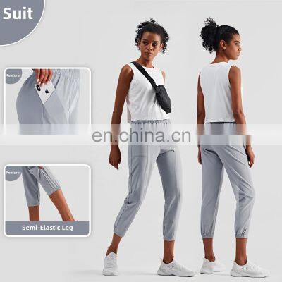 High Quality OEM Women Casual Joggers Pants Large Side Pocket Breathable Sweatpants photo-3